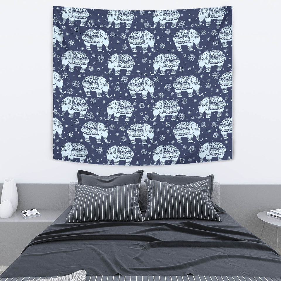 Elephant Tribal Design Pattern Wall Tapestry