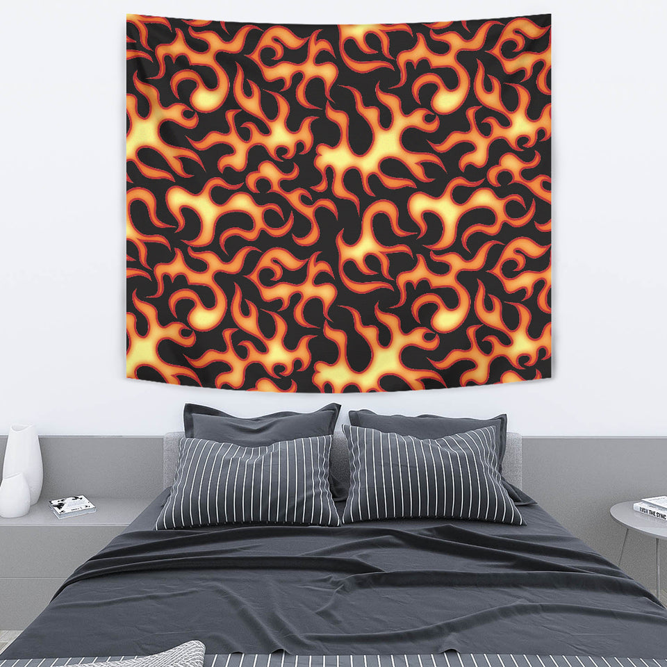Fire Flame Dark Pattern Wall Tapestry