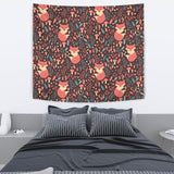 Fox Leaves Mushroom Pattern Wall Tapestry