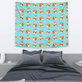 Fox Pattern Blue B Ackground Wall Tapestry