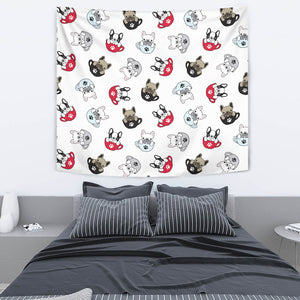 French Bulldog Cup Paw Pattern Wall Tapestry