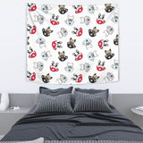 French Bulldog Cup Paw Pattern Wall Tapestry