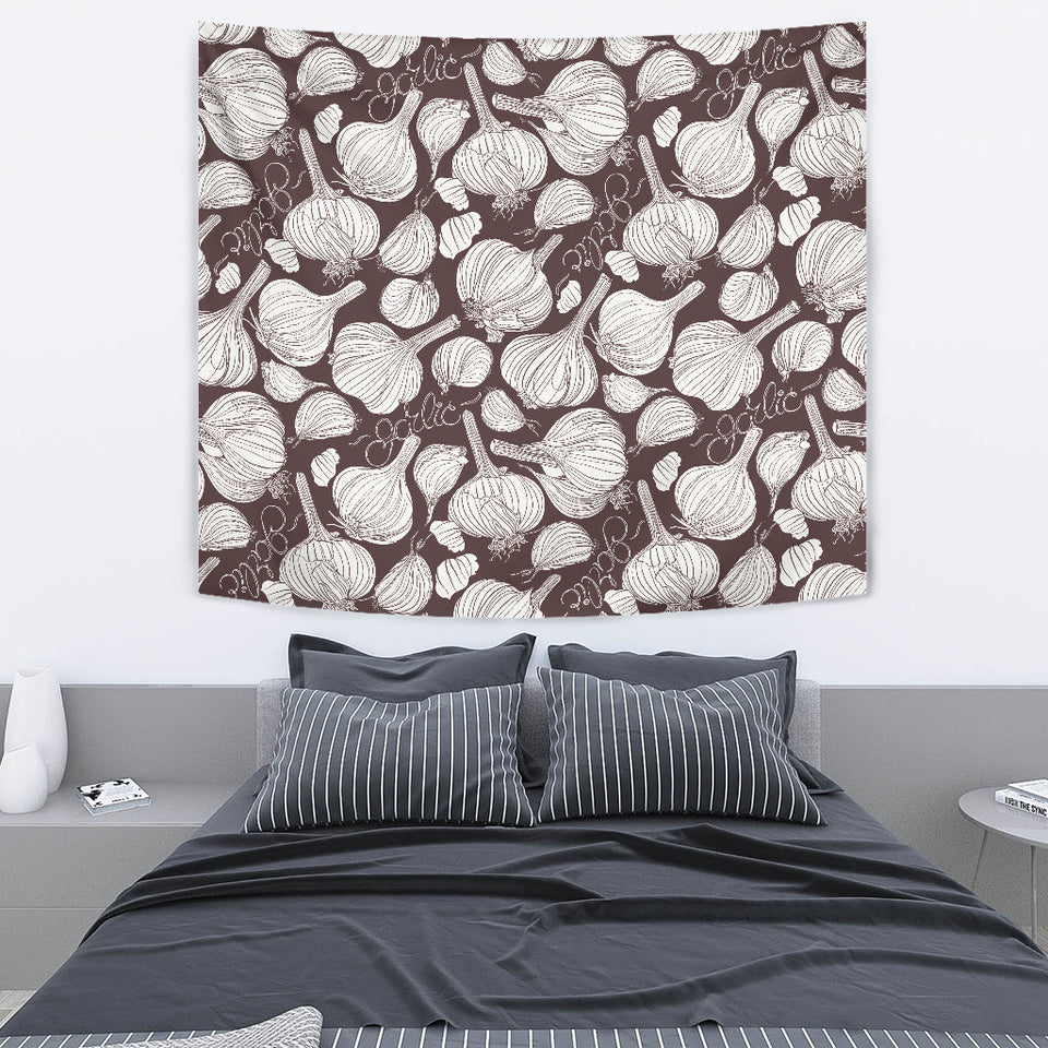 Garlic Bulb Dark Background Wall Tapestry