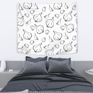 Garlic Pattern Black White Wall Tapestry