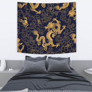 Gold Dragon Pattern Wall Tapestry