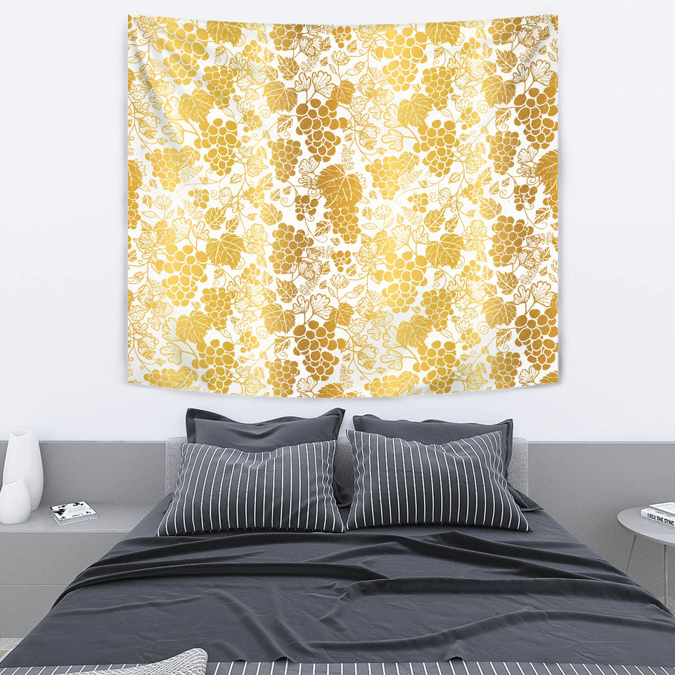 Gold Grape Pattern Wall Tapestry