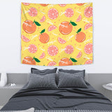 Grapefruit Yellow Background Wall Tapestry