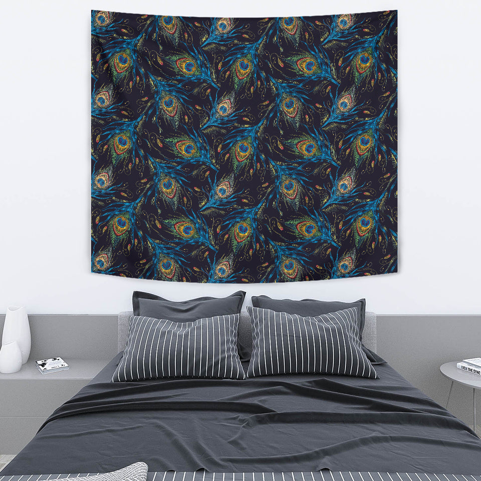 Beautiful Peacock Feather Pattern Wall Tapestry