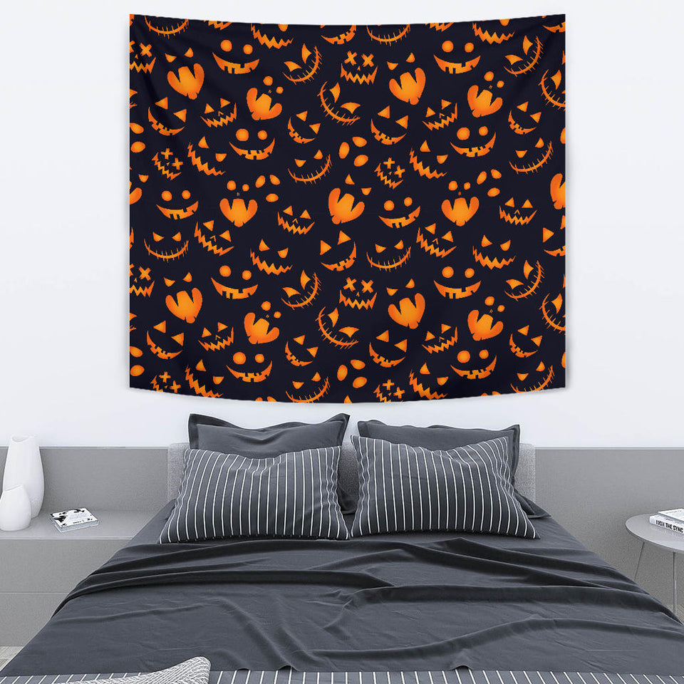 Halloween Pattern Pumpkin Background Wall Tapestry