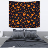 Halloween Pattern Pumpkin Background Wall Tapestry