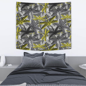 Hand Drawn Dragonfly Pattern Wall Tapestry