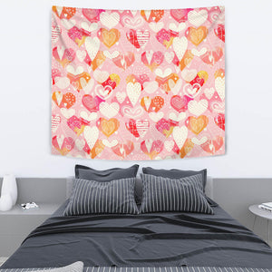 Hand Drawn Heart Design Pattern Wall Tapestry