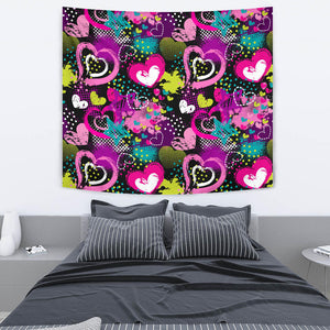 Heart Dot Wave Star Creative Design Pattern Wall Tapestry