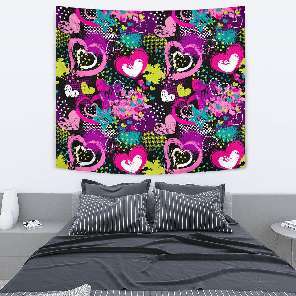 Heart Dot Wave Star Creative Design Pattern Wall Tapestry