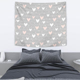 Heart Pattern Gray Background Wall Tapestry