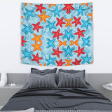 Blue Red Orange Starfish Pattern Wall Tapestry