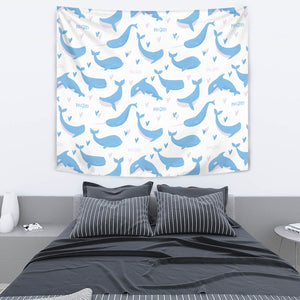 Blue Whale Pattern Wall Tapestry