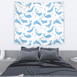 Blue Whale Pattern Wall Tapestry