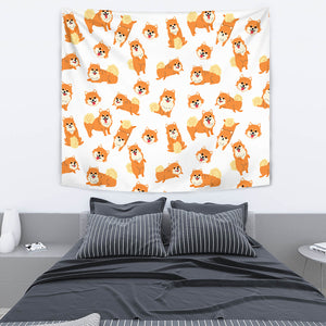 Brown Pomeranian Pattern Wall Tapestry