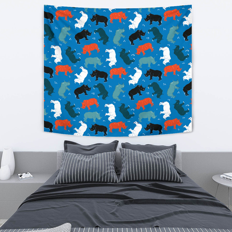 Colorful Rhino Pattern Wall Tapestry