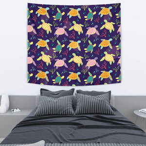 Colorful Sea Turtle Pattern Wall Tapestry