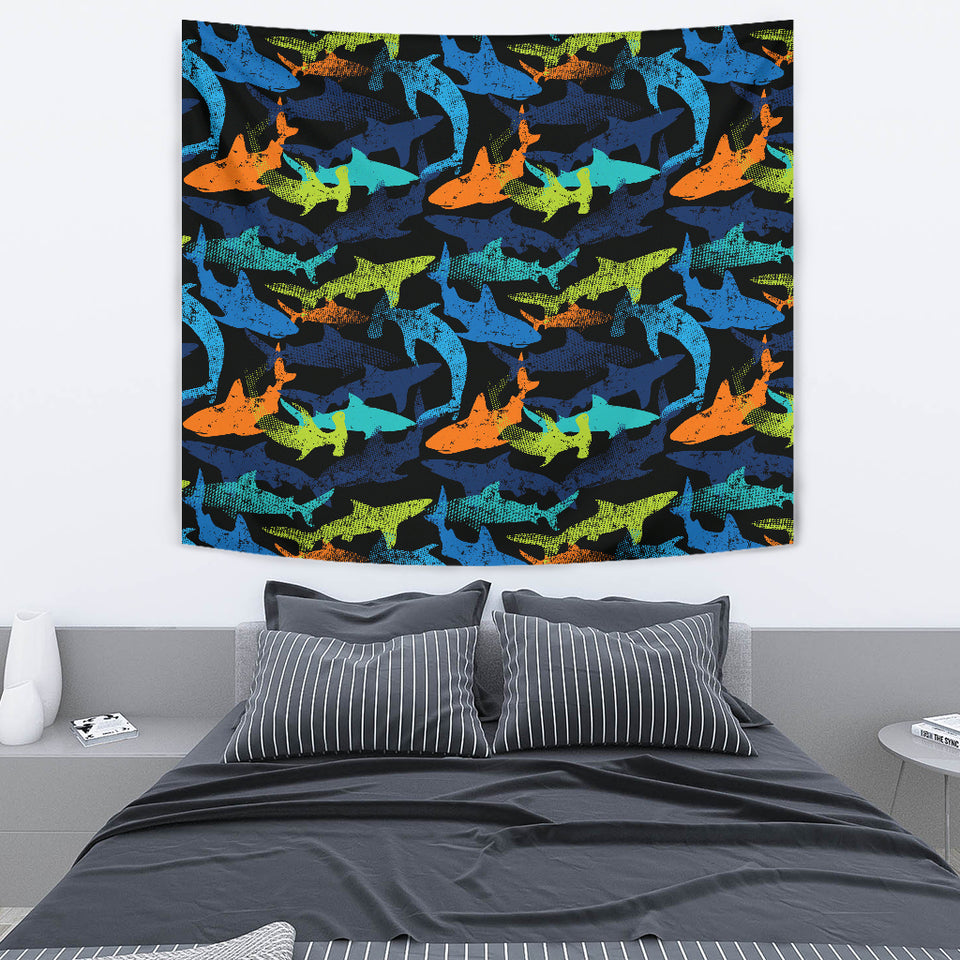 Colorful Shark Wall Tapestry