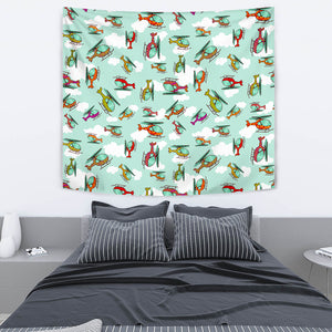 Helicopter Design Pattern Wall Tapestry