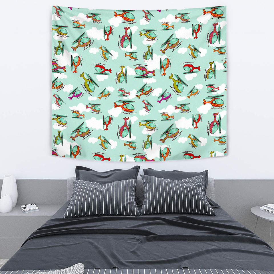 Helicopter Design Pattern Wall Tapestry