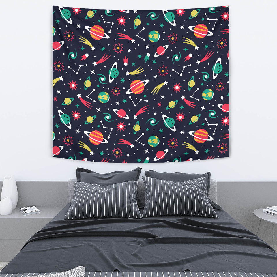 Colorful Space Pattern Planet Star Wall Tapestry