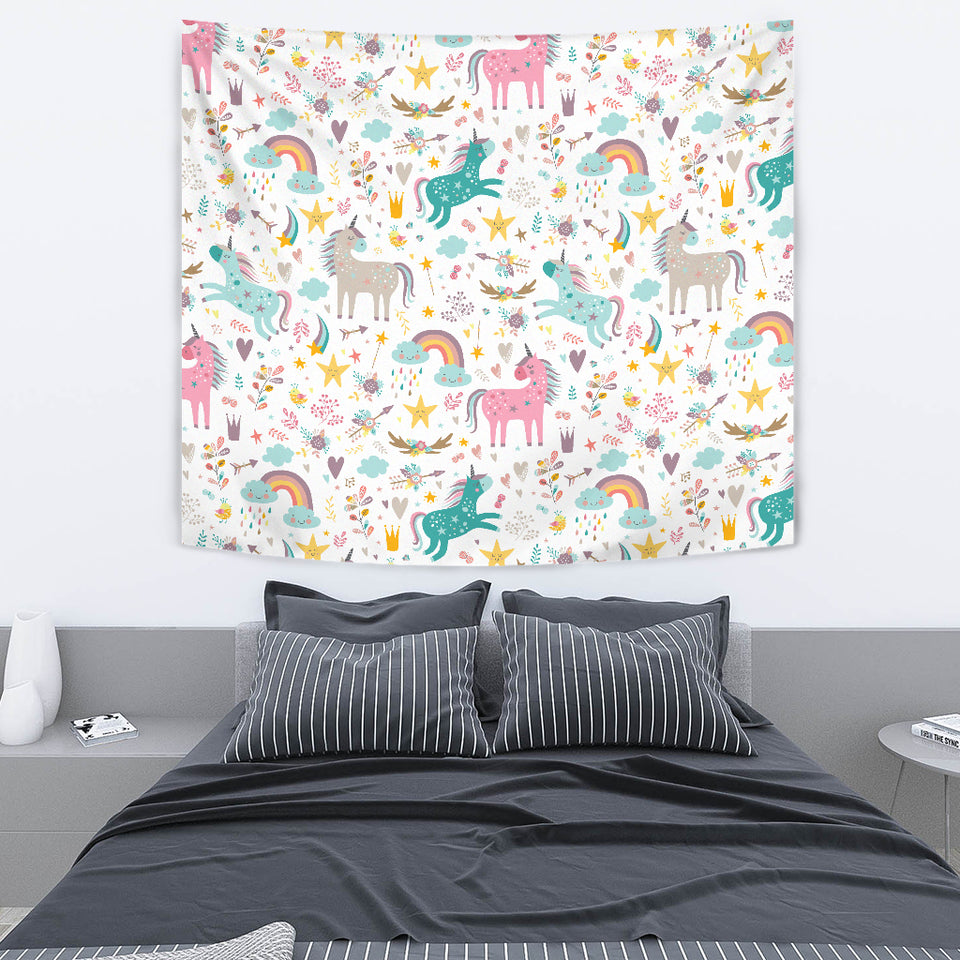 Colorful Unicorn Pattern Wall Tapestry