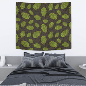 Hop Pattern Black Background Wall Tapestry