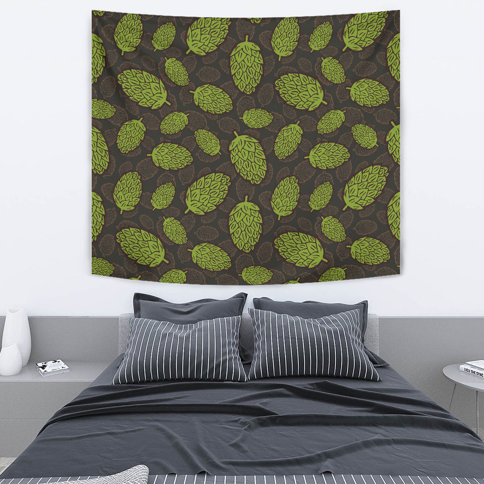 Hop Pattern Black Background Wall Tapestry