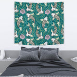 Koi Fish Carp Fish Lotus Pattern Wall Tapestry