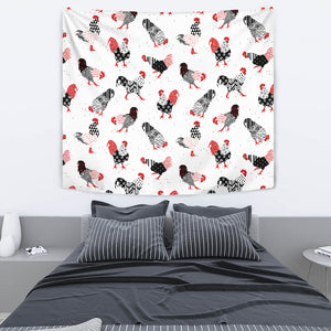 Cool Rooster Chicken Cock Floral Ornament Background Wall Tapestry