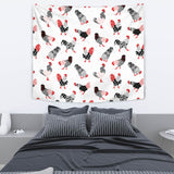 Cool Rooster Chicken Cock Floral Ornament Background Wall Tapestry