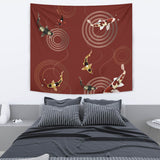 Koi Fish Carp Fish Red Background Wall Tapestry