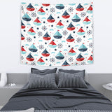 Cute Color Paper Sailboat Pattern Wall Tapestry