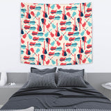 Red Blue Guitar Pattern Wall Tapestry