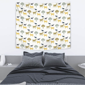 Silhouettes Of Goat And Tree Pattern Wall Tapestry