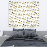 Silhouettes Of Goat And Tree Pattern Wall Tapestry