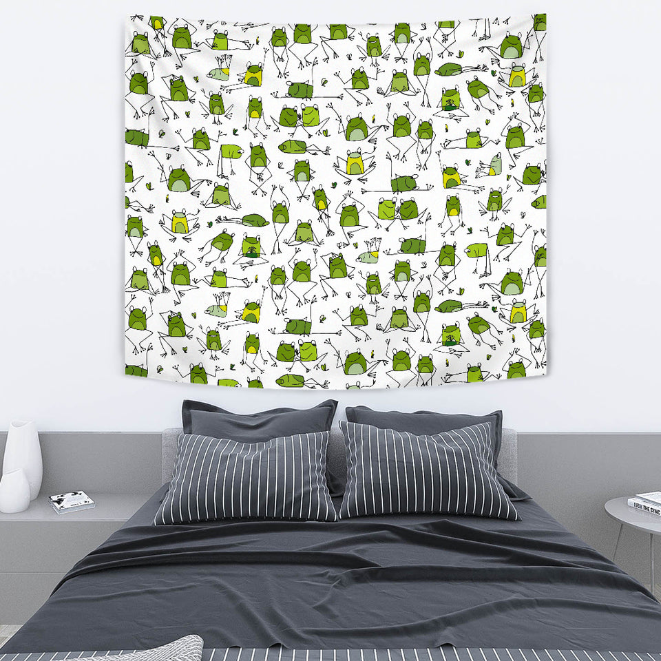 Sketch Funny Frog Pattern Wall Tapestry