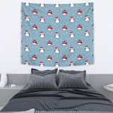 Cute Penguin Christmas Snow Pattern Wall Tapestry
