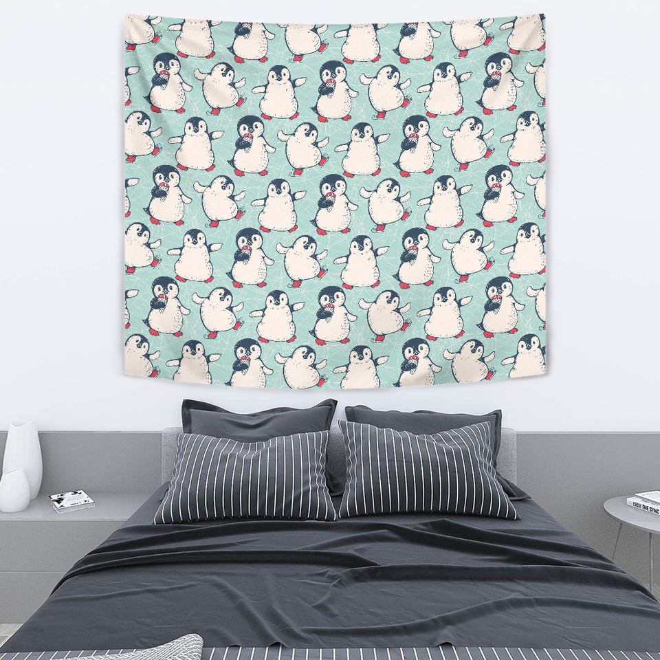 Cute Penguin Pattern Wall Tapestry