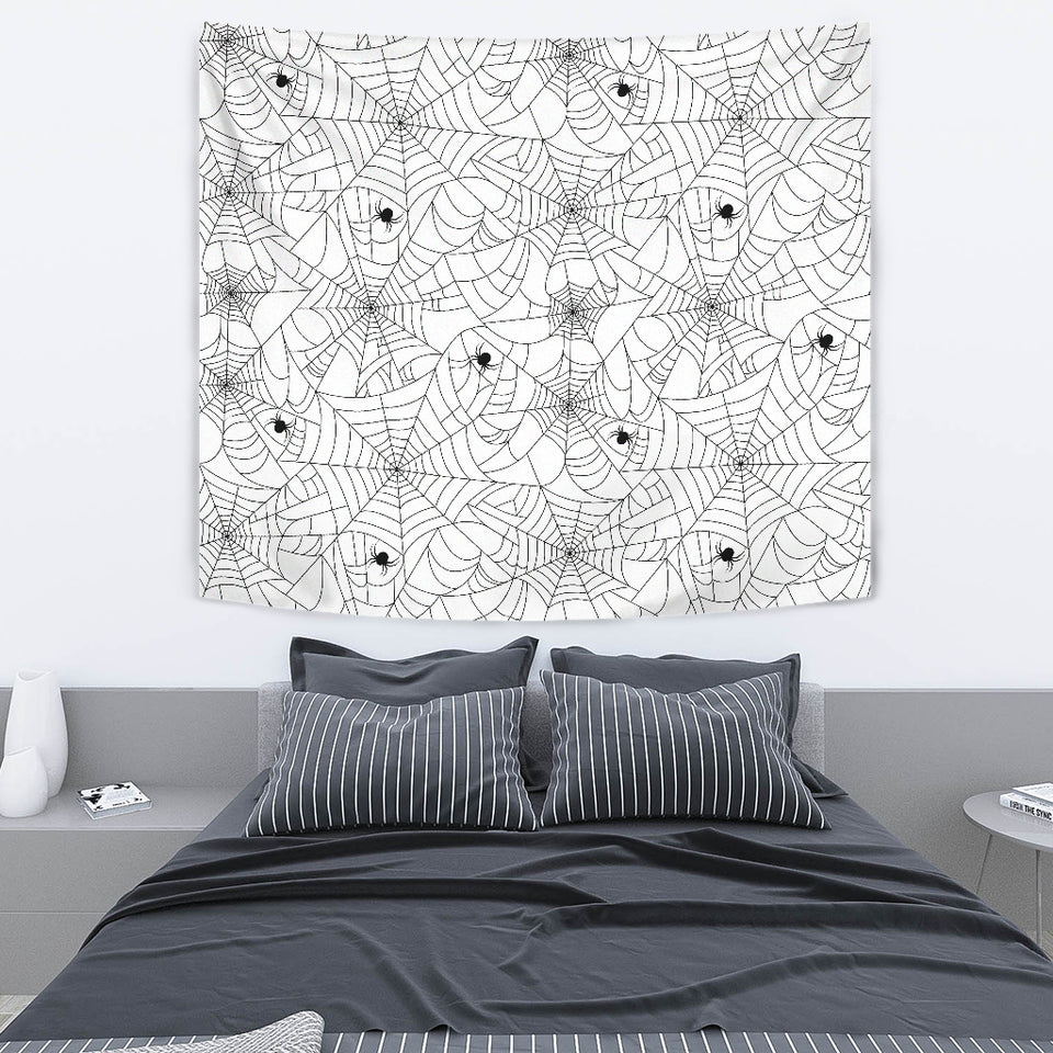 Spider Web Cobweb Pattern White Background Wall Tapestry