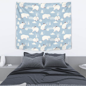 Cute Polar Bears Christmas Decoration Pattern Wall Tapestry