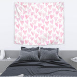 Watercolor Pink Heart Pattern Wall Tapestry
