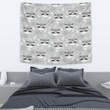 Cute Raccoons Leaves Dot Wall Tapestry