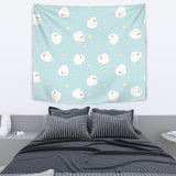 White Cute Hamsters Heart Pattern Wall Tapestry
