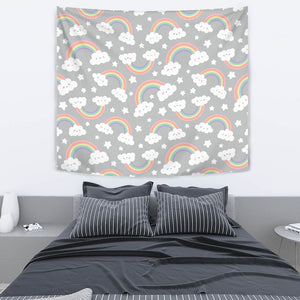 Cute Rainbow Clound Star Pattern Wall Tapestry
