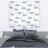 Cute Rhino Heart Pattern Wall Tapestry